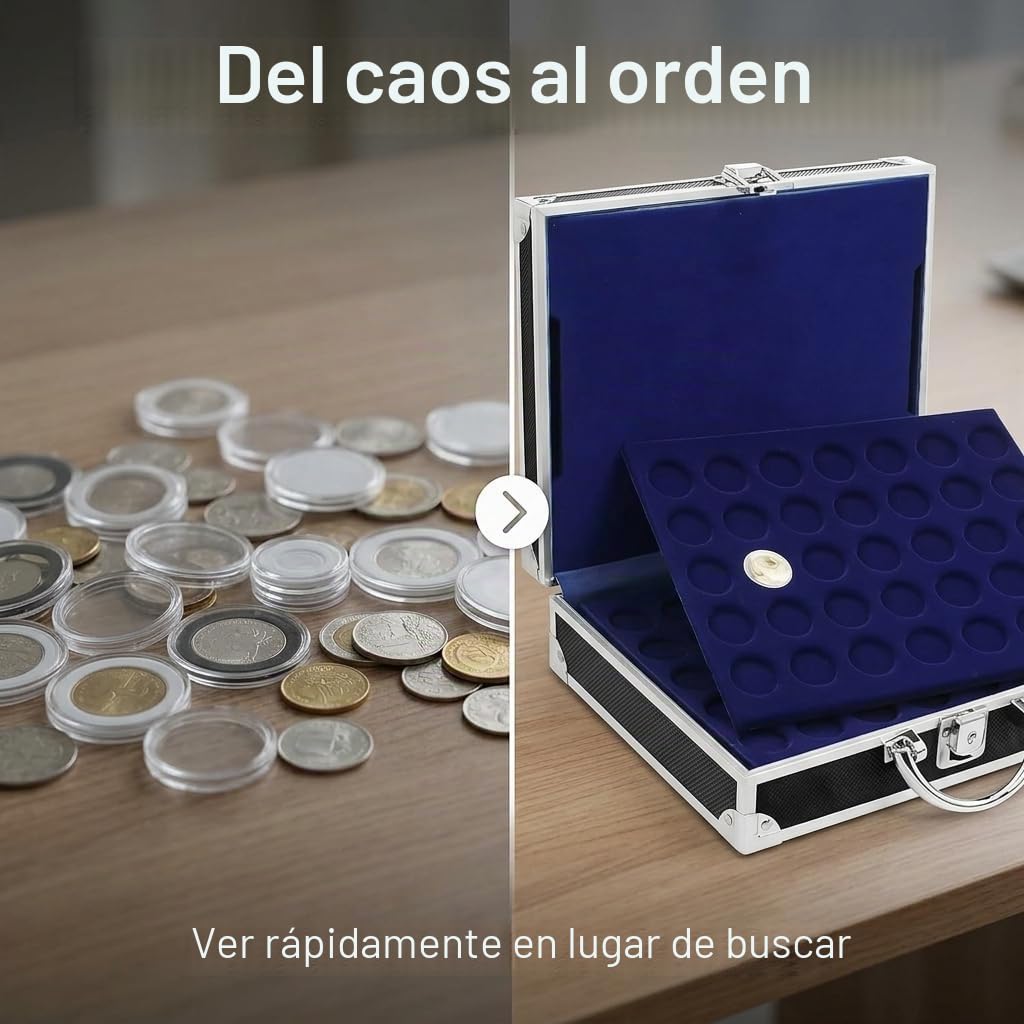Safe 9816 maletín numismático Negro - con 6 Cuadros 6826 SP para 210 Monedas de 2 Euros - Maleta numismática - Colector Pieces 2 Euros