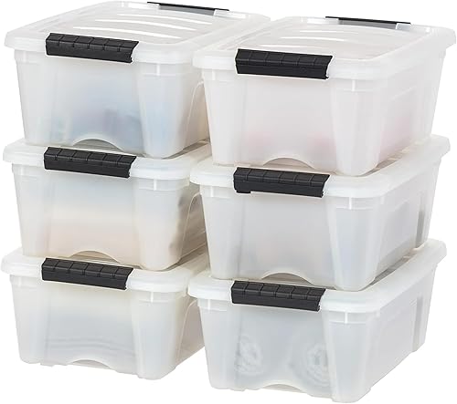 Miniatura 35 de IRIS USA - Paquete de 6 contenedores de almacenamiento con tapas, 6 cuartos, solución organizadora apilable transparente con cierres, contenedores