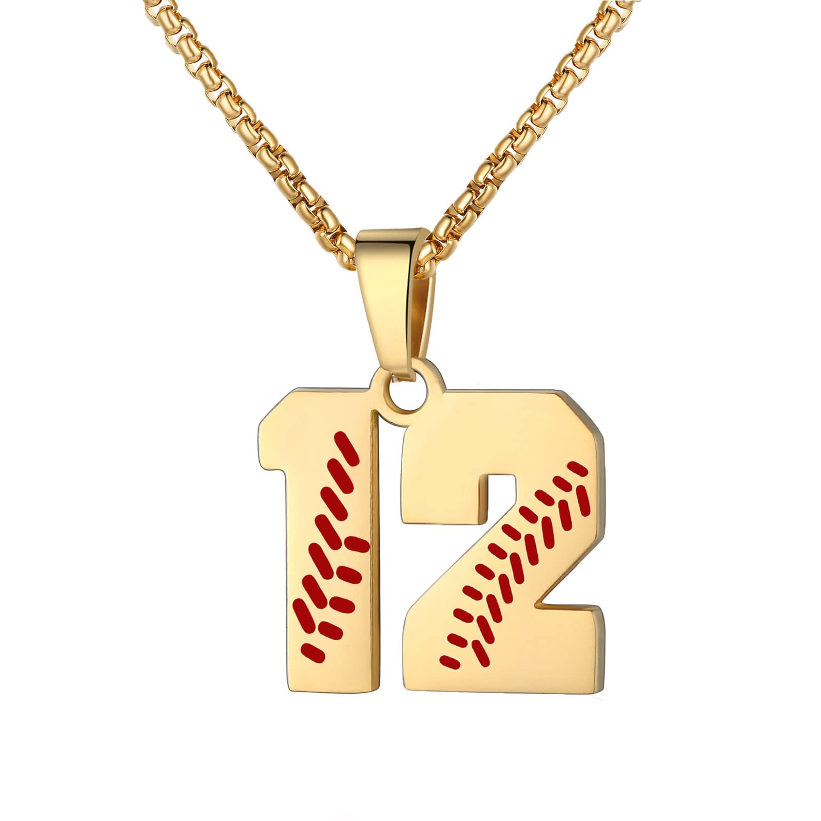 AIAINAGI Baseball Number Necklace - Stainless Steel Chain Pendant for Men Athletes 00-99 Jersey Number Gift