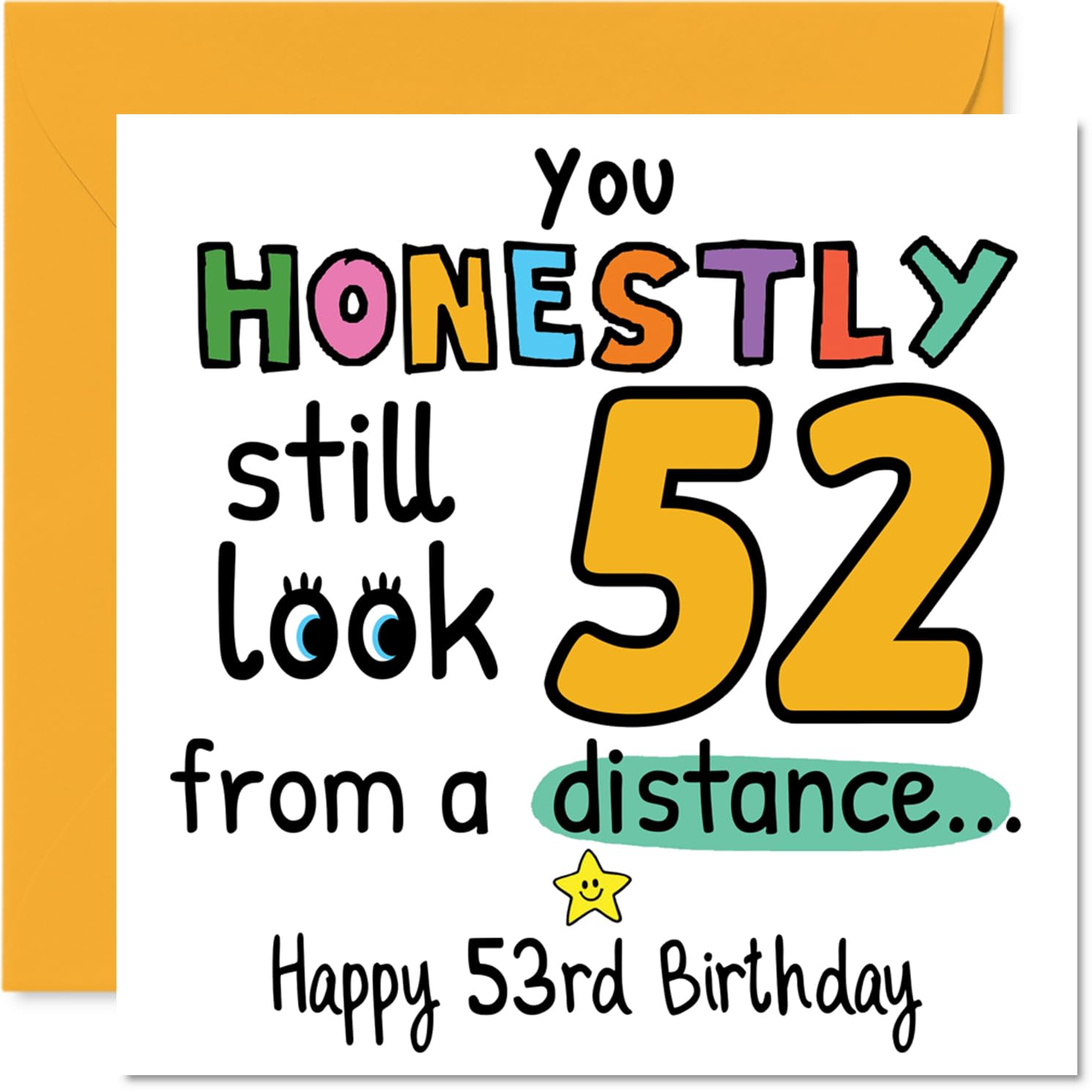 53rd Birthday Cards for Men Women - From a Distance - Happy Birthday Card for 53 Year Old Man Woman Nanny Nan Daughter Uncle, 145mm Bday Greeting Cards