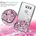 LG V30 Case,LG V30 Plus Case with HD Screen Protector for Girls Women,LeYi Cute Shiny Glitter Bling Moving Quicksand Liquid Clear TPU Protective Phone Case Cover for LG V30 / LG V30 + ZX Rose Gold