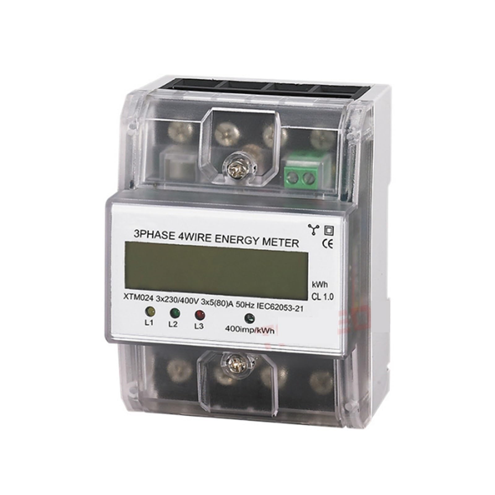 Contatore di energia Digitale a 3 Fasi a 4 Fili XTM024 Watt Consumo energetico 380 V CA Contatore KWH 6A 80A 100A Misuratori di Potenza elettrica LCD 1 pz (Color : 20-80A)