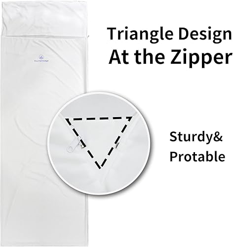 Miniatura 6 de Mountainlodge Forro de saco de dormir blanco para las estaciones de clima cálido con bolsa de transporte, portátil, ligero y agradable al tacto,