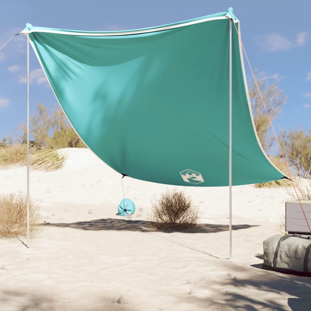 Strand-Schattenzelt mit Sandsäcken Blau 304x, UV-Schutz 40+, leichtes Polyester, inkl. Tragetasche, ideal für Camping, Strand, Outdoor, Familie, schnell aufzubauen
