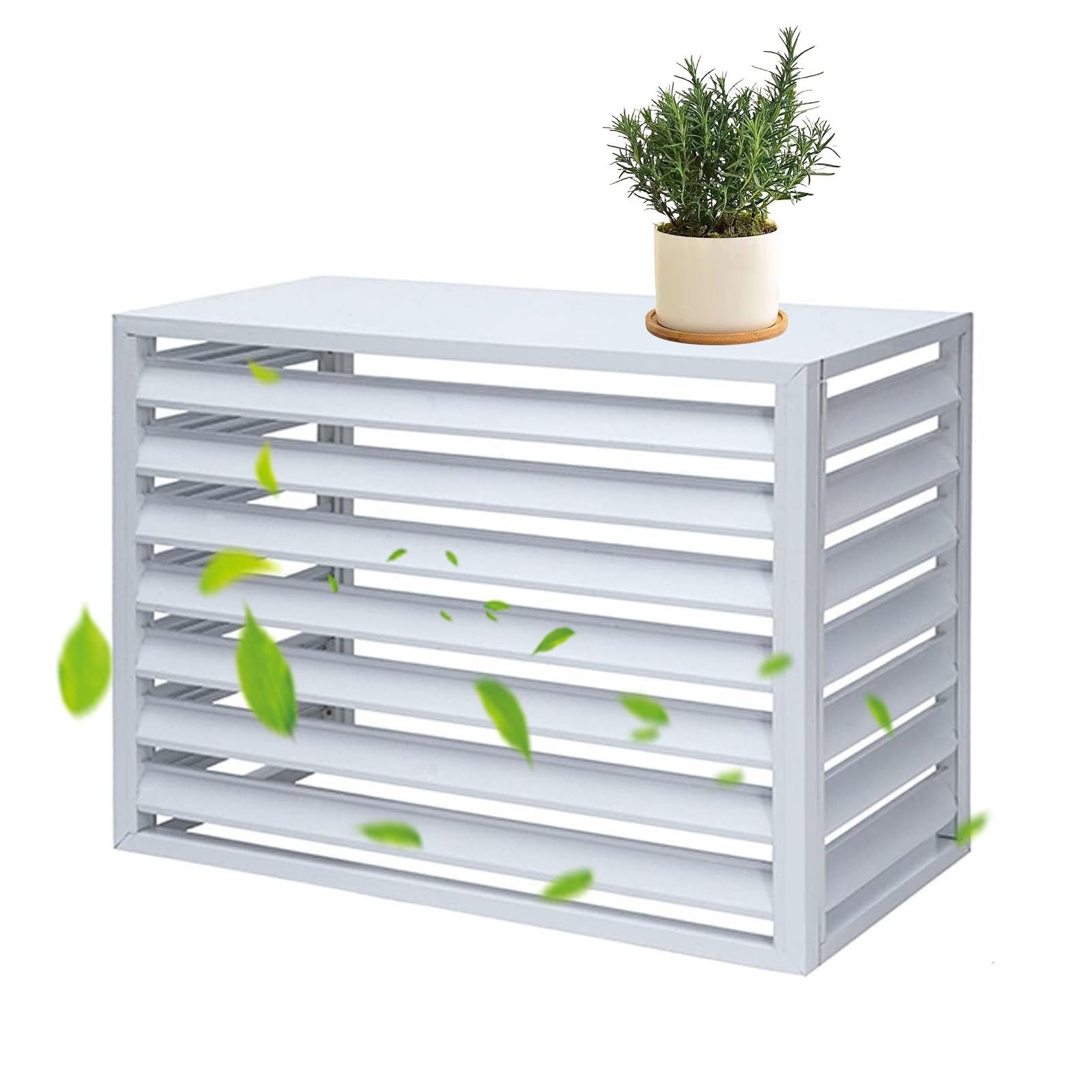 DCYEQRQ GAOBINGB Air Conditioner Fence -Air Conditioner Covers for Outside Units, Aluminum Outdoor Privacy Ac Covers, Rainproof and Waterproof, Reduce Noise, Anti-Theft(Gray,110cm/43.