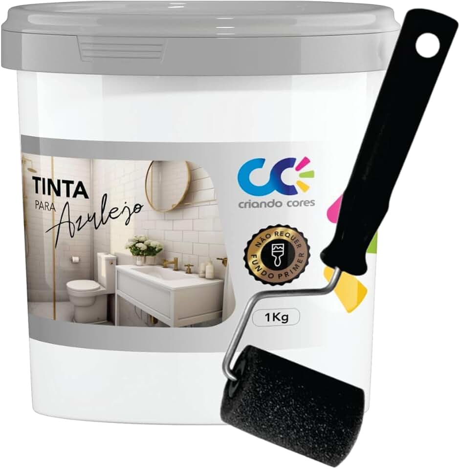 Tinta para Azulejo Branco 1,0kg Base Água Fosca Alta Cobertura Sem Primer Secagem Rápida para Banheiro e Cozinha