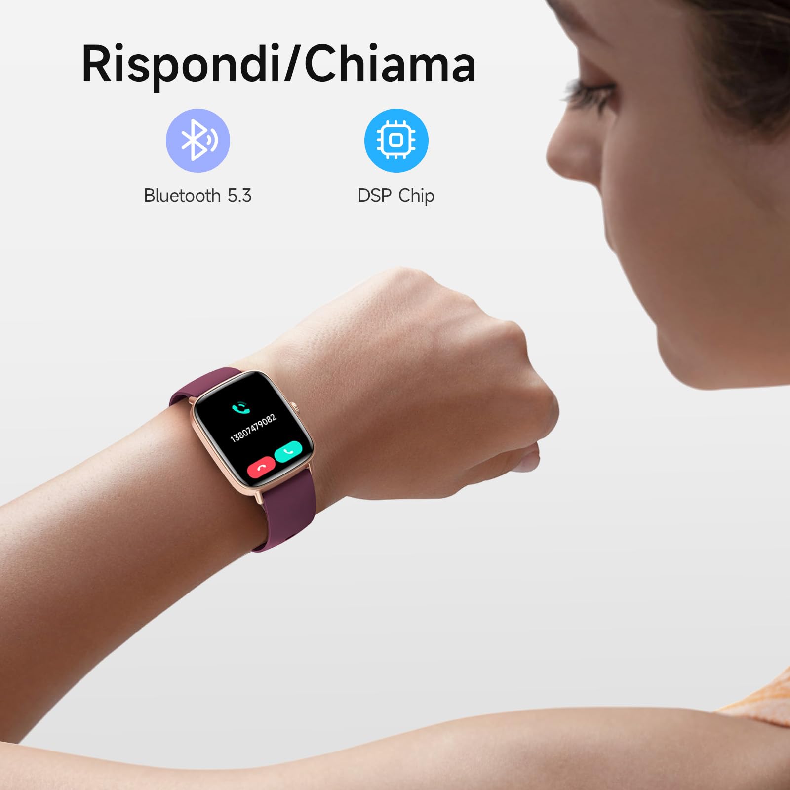 Smartwatch Donna Uomo,1.85" HD Smart Watch Chiamate e Whatsapp,Orologio Fitness Sportivo Cardiofrequenzimetro/SpO2/Sonno/Contapassi,Fitness Tracker 110+ Modalità Sport Impermeabile per Android iOS