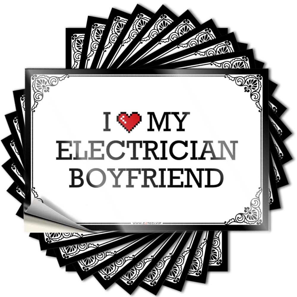 Decals Hard Funky I Love My Electrician Boyfriend for Mom - Funny Garden Decor Easy Peel Removable(8X12CM)