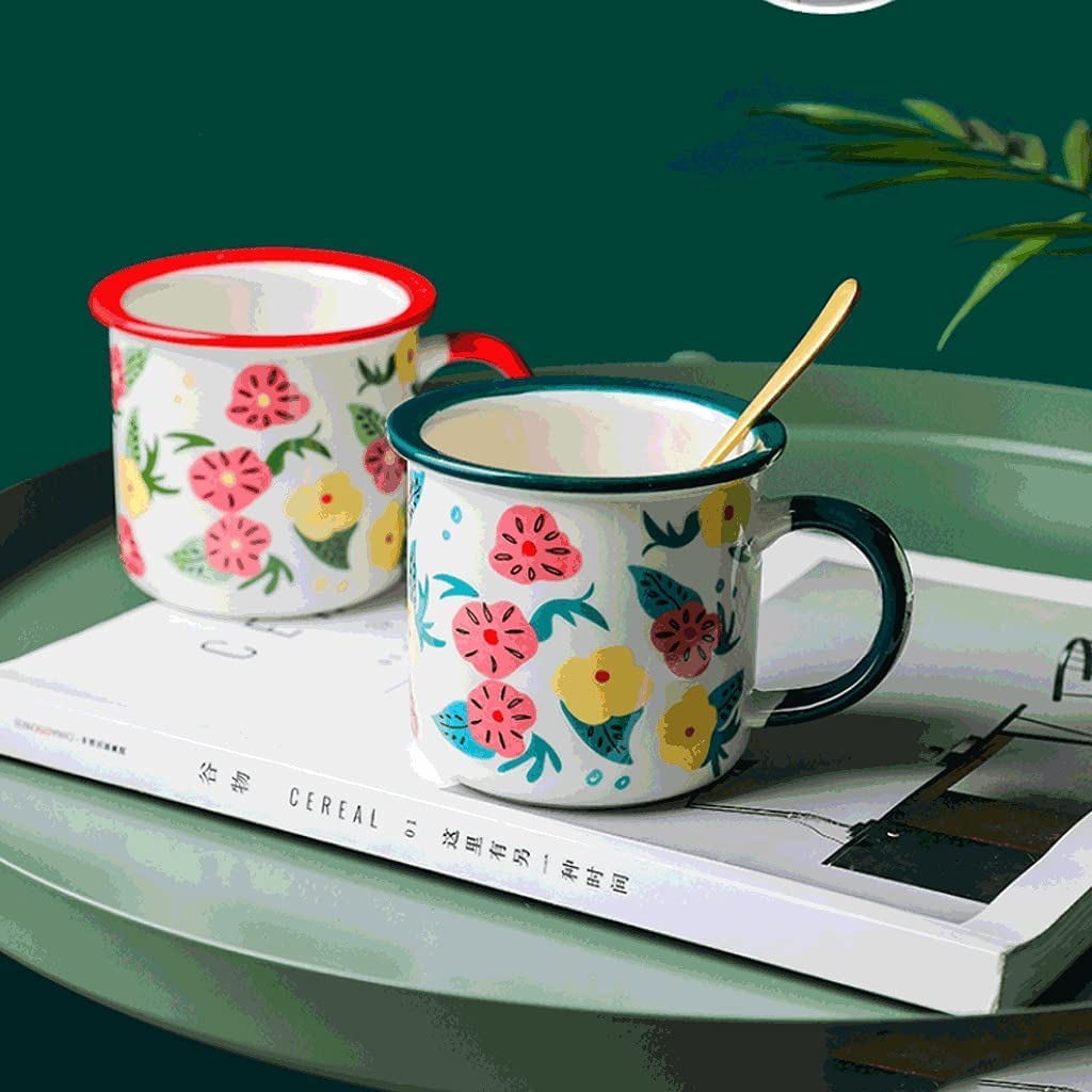 Habiba Becher Trinken 273ML Kaffeebecher, multifunktionaler Becher für Tee, heiße oder kalte Getränke, Emaille-Keramik-Kaffeetasse, Wiederverwendbare Getränketasse Exquisit
