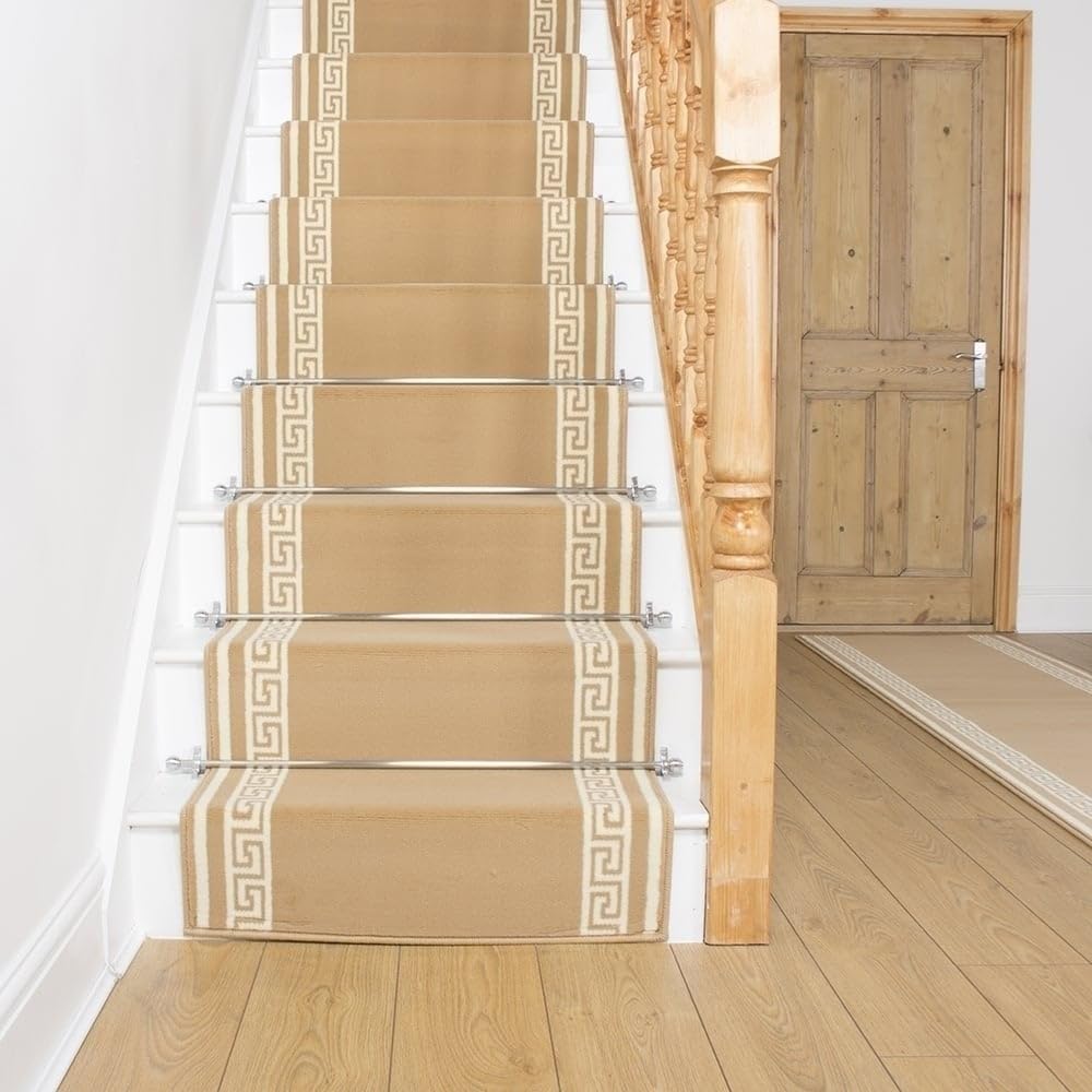 runrug Soft & Comfortable Stair Runner - Smooth & Durable Carpet for Stairs - Stain-Resistant, Fade-Resistant - Multiple Sizes - 100cm x 450cm - 9mm Thick - Key, Beige