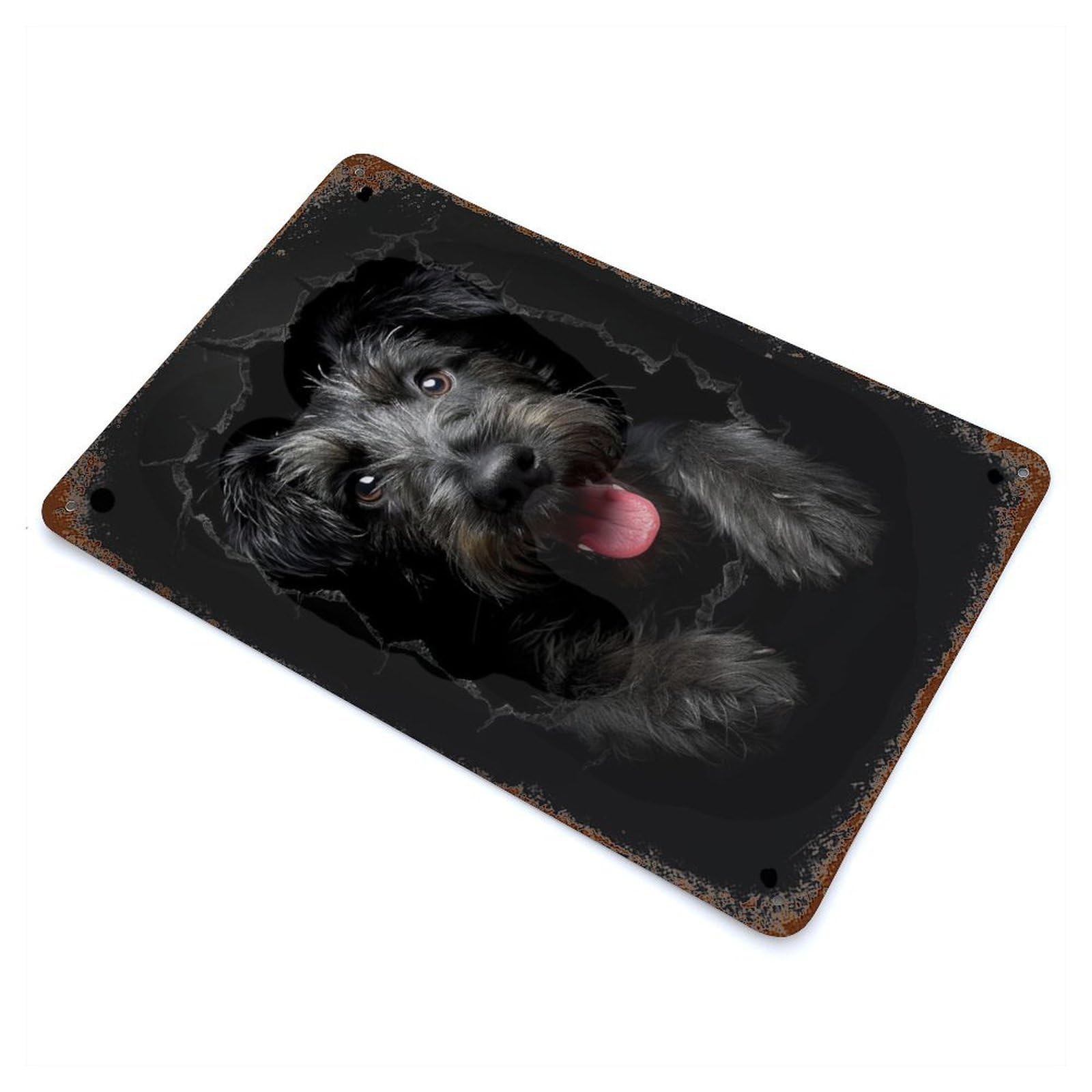 Weathered Tin Sign with Irish Wolfhound Design 11.8"x7.9", for Garage, Bar And Workshop Decor, Decorative Metal Wall Art