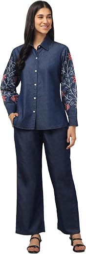 OMASU FASHION DESIGNER Women's Ethnic Co-Ord Set | Kurta Pant | Kurta Palazzo Set | Stylish Cotton Suit Set for Women, Fes...