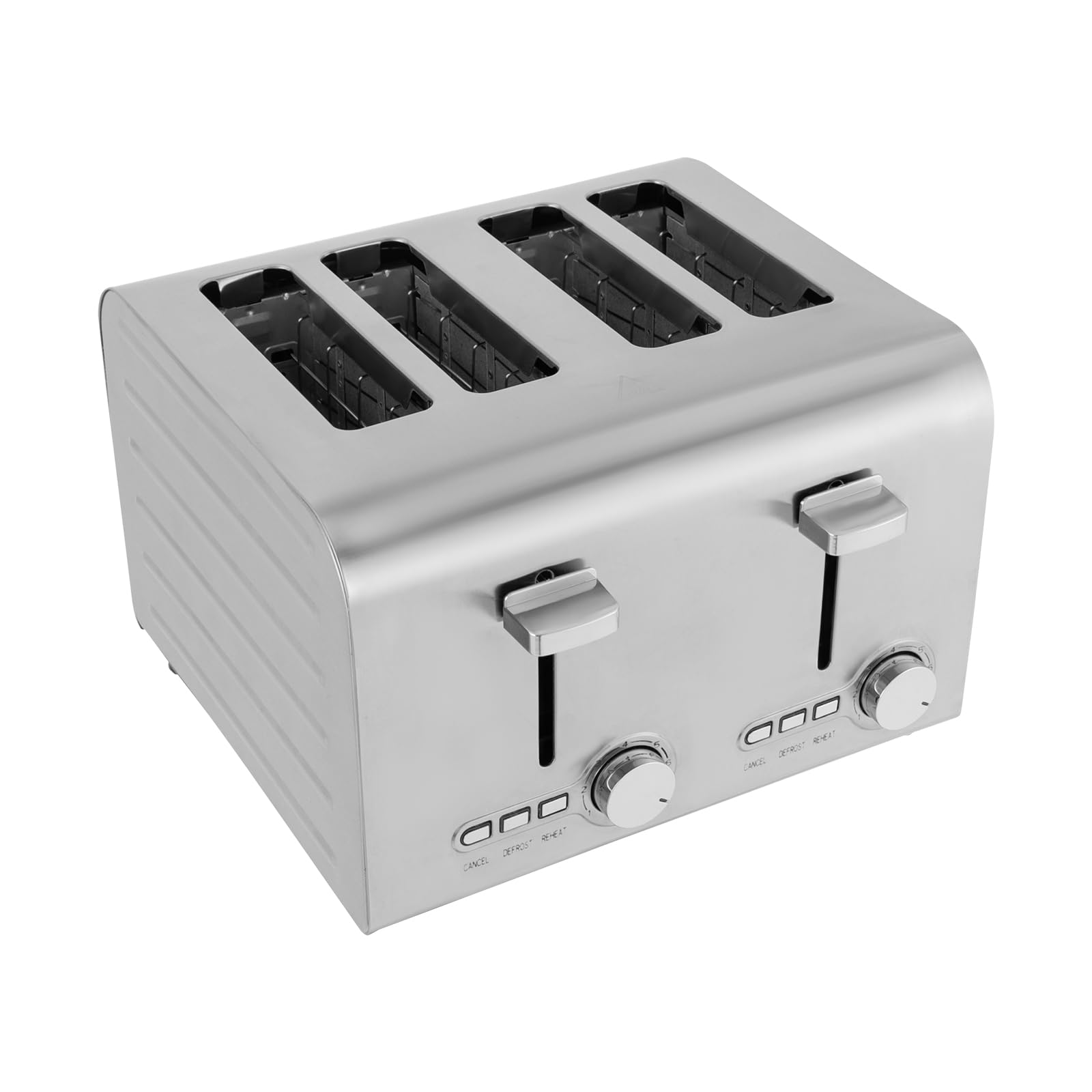 Tostapane in argento, 4 fette, in acciaio inox, per casa, panetteria, snack bar, ristorante, caffetteria, 27,8 x 28 x 19,3 cm