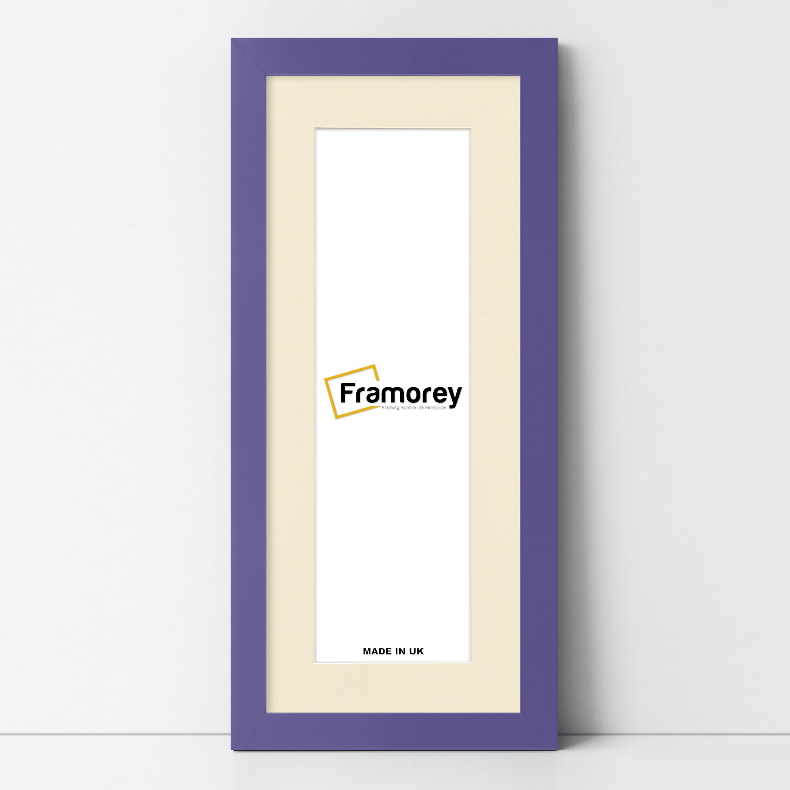 FRAMOREY Panoramic Style, Oxford Flat Wooden Effect Picture Frame, 14x8" Size Purple Photo Frame With 10x4" Size Ivory Mount, Handmade Frame, Wall Art Hanging Frame, Best Home Decor Frames