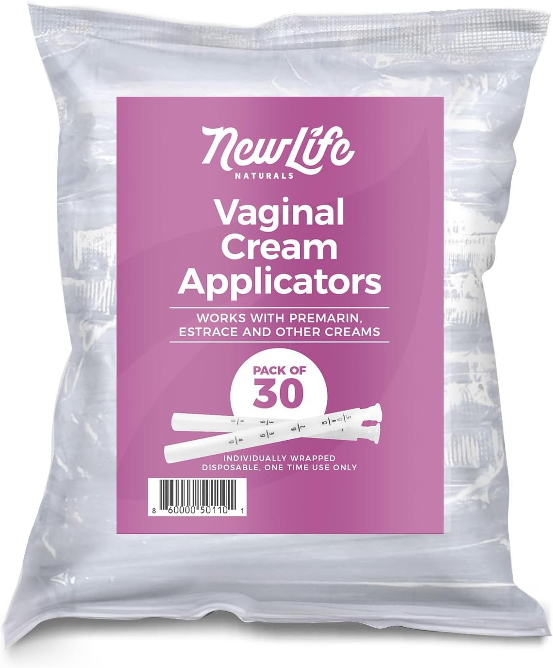 NewLife Naturals Disposable Vaginal Applicators 30 Pack โ Threaded Vaginal Cream Applicators with Dosage Markings โ Individually Wrapped Clean Single Use for Gels, Lubricants, & Creams โ Made in USA