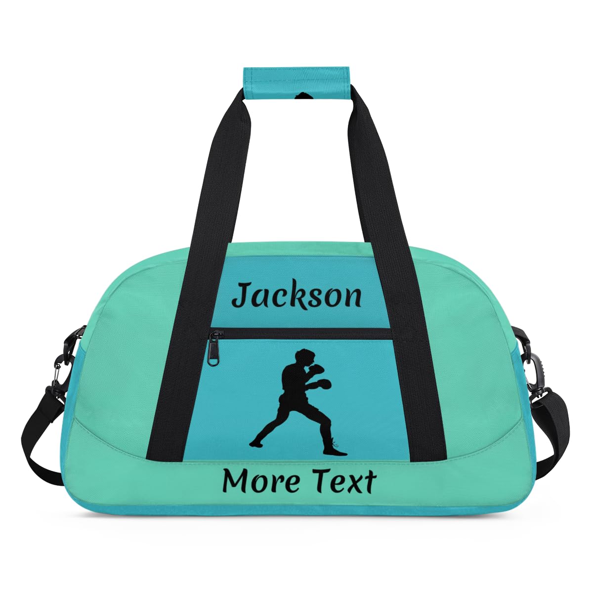 Custom Sport Duffel Bag for Boys, Personalized Kids Gym Bag, Overnight Weekender Bags for Teens, Travel Duffle Bag for Girls, Turquoise Boxing