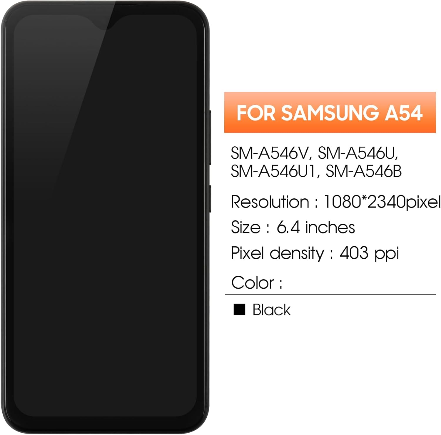 INCELL for Samsung Galaxy A54 Screen Replacement for Samsung A54 5G LCD Display SM-A546E SM-A546B SM-A546U LCD Digitizer Touch Screen Assembly Repair Parts with Frame