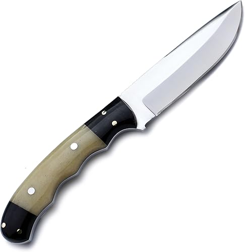 Miniatura 3 de GCS - Cuchillo de caza táctico de acero hecho a mano D2 con funda de cuero y mango de espiga completa diseñado para caza y campamento y EDC GCS 757