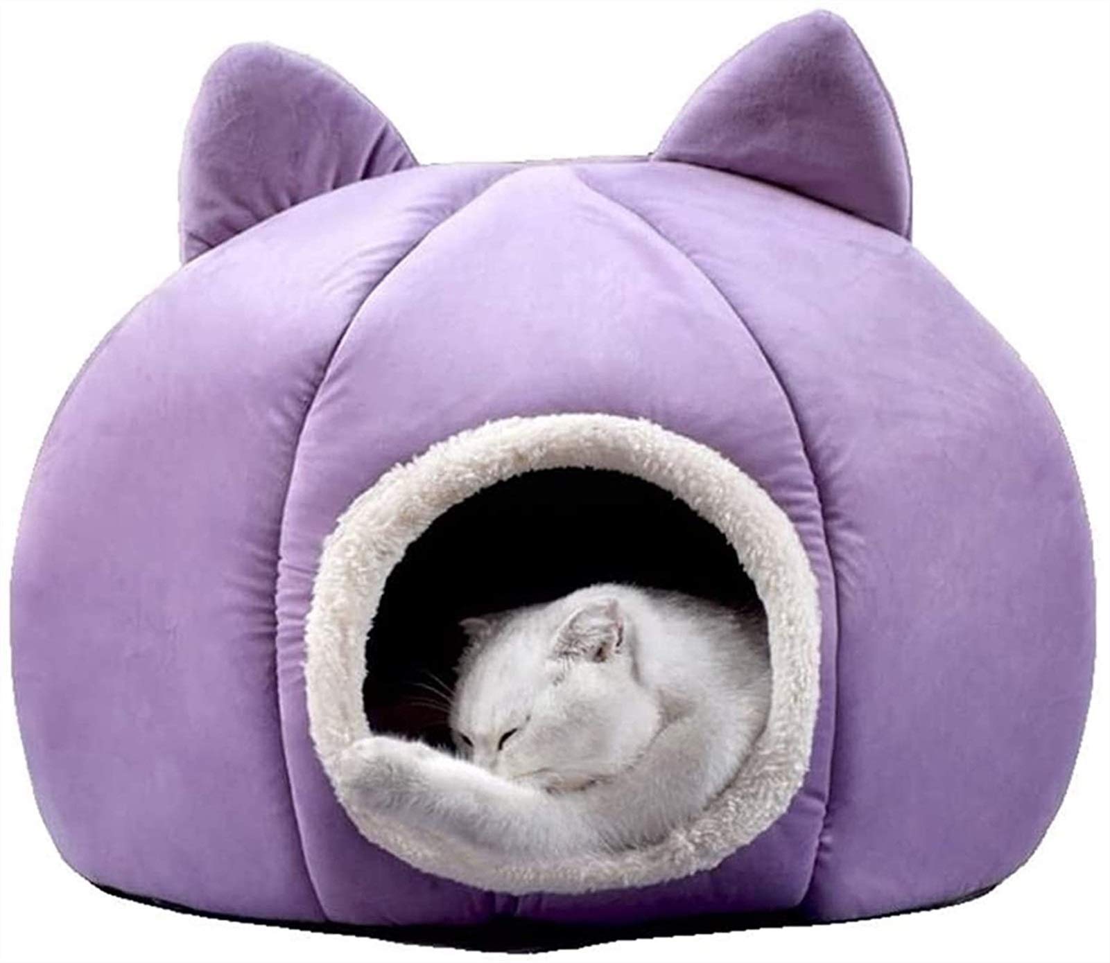 Panier pour Chat - Maison pour Chat Igloo Lit pour Chat D'intérieur pour Chatons et Petits Chiens (Color : Purple, Size : 48x48x47cm)