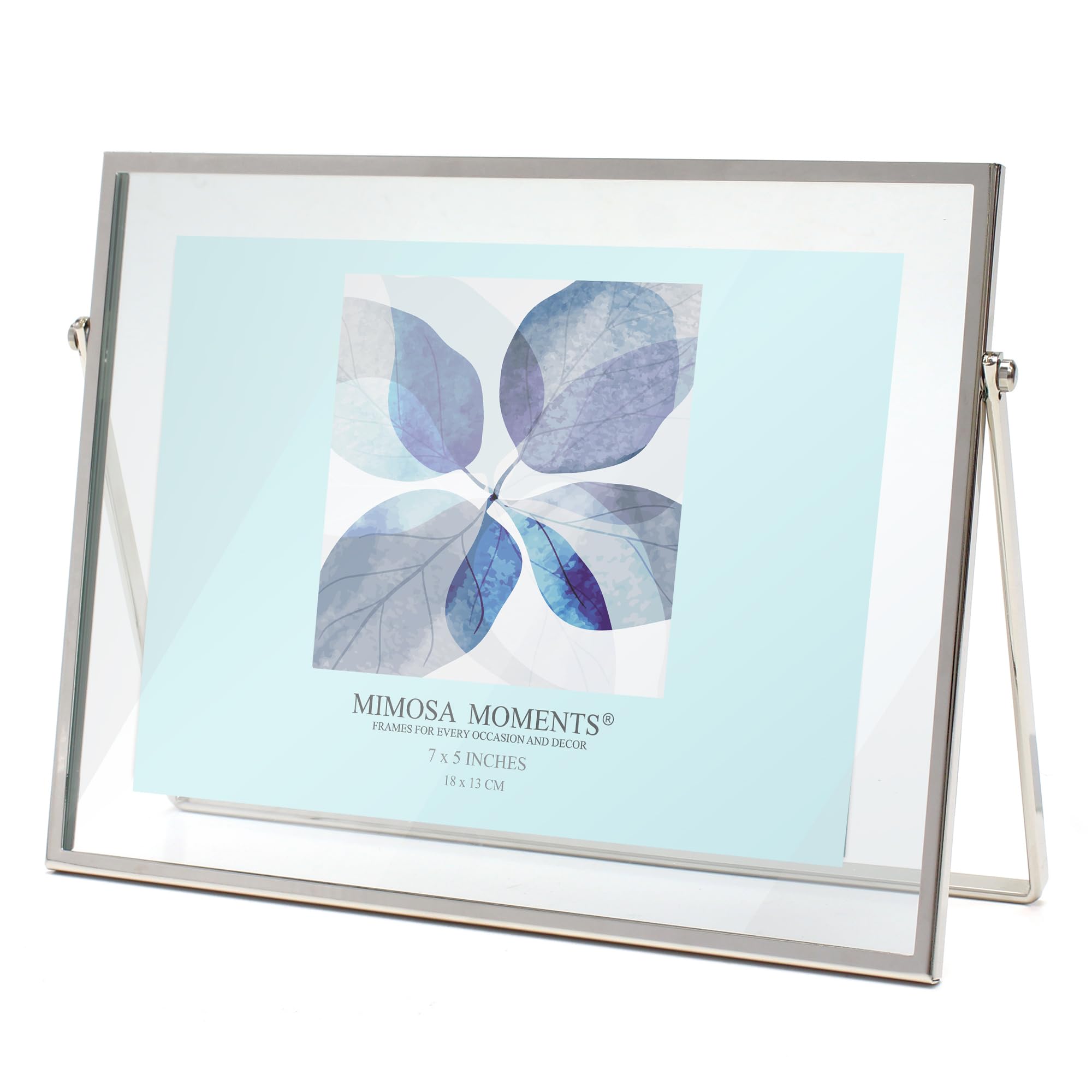 MIMOSA MOMENTS Silver Metal Floating Picture Frame (Silver, 5x7 horizontal)
