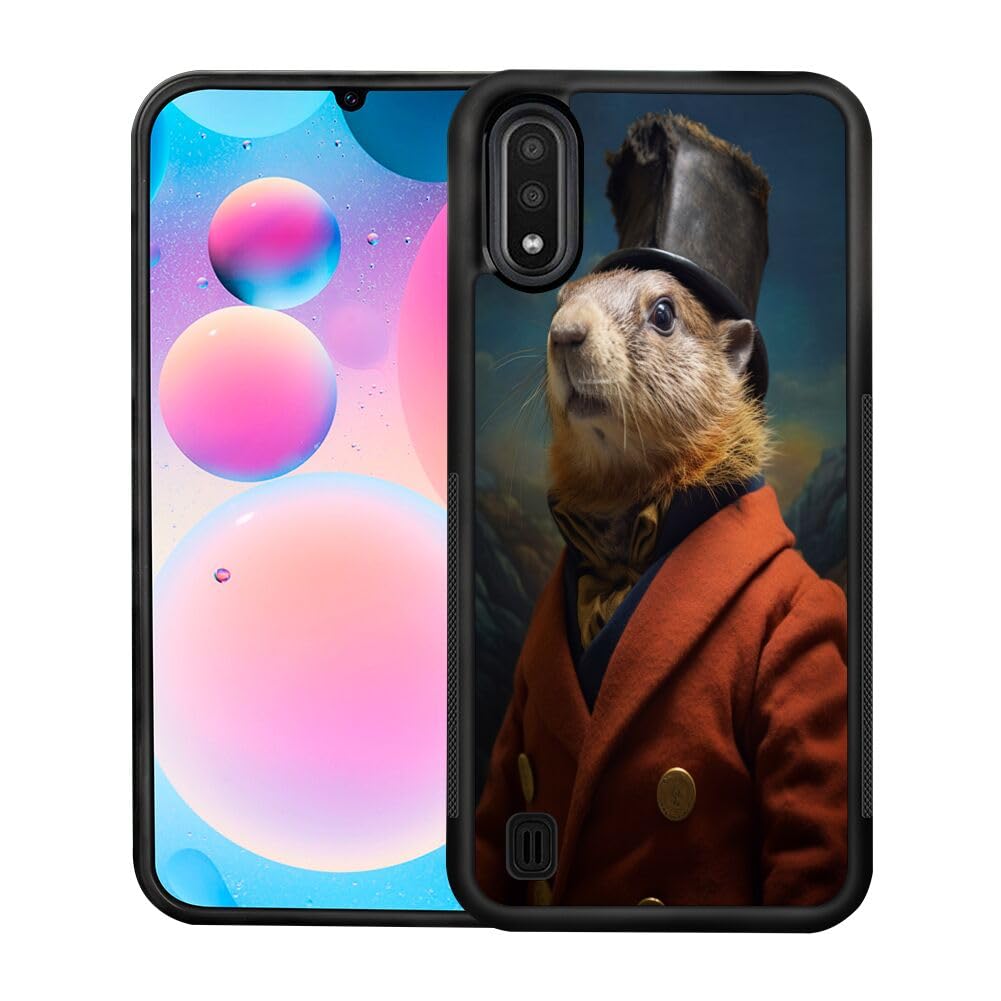 Black TPU Case Fits Samsung Galaxy A01 with Marmot-aa17 Pattern Design Black Soft TPU Slim Fit Anti Scratched Protection Cover Case for Samsung Galaxy A01