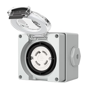 STARELO 30 Amp Locking Female Plug Box NEMA L14-30C Generator Twist Lock Adapter Female Connector,125/250 Volt,Outdoor dustproof and Weatherproof for generators, Welding Machines, etc.ETL Listed.