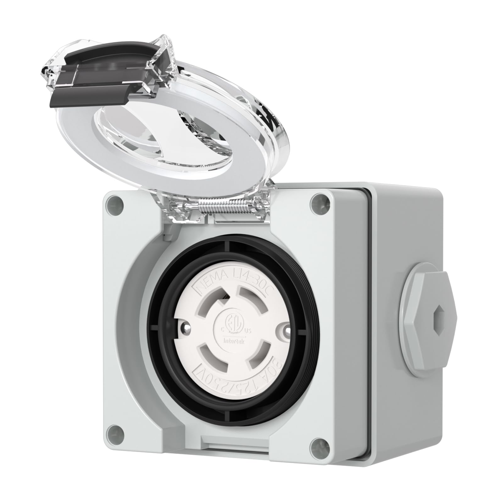 STARELO 30 Amp Locking Female Plug Box NEMA L14-30C Generator Twist Lock Adapter Female Connector,125/250 Volt,Outdoor dustproof and Weatherproof for generators, Welding Machines, etc.ETL Listed.
