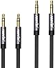 FONVOi 2本組 AUXケーブル (4ft/1.2m ハイファイ対応) 3.5mm TRSステレオミニケーブル ナイロン編組コード 車/ホームステレオ/スピーカー/iPod/iPad/ヘッドフォン/Sony/Echo Dot/Beats対応