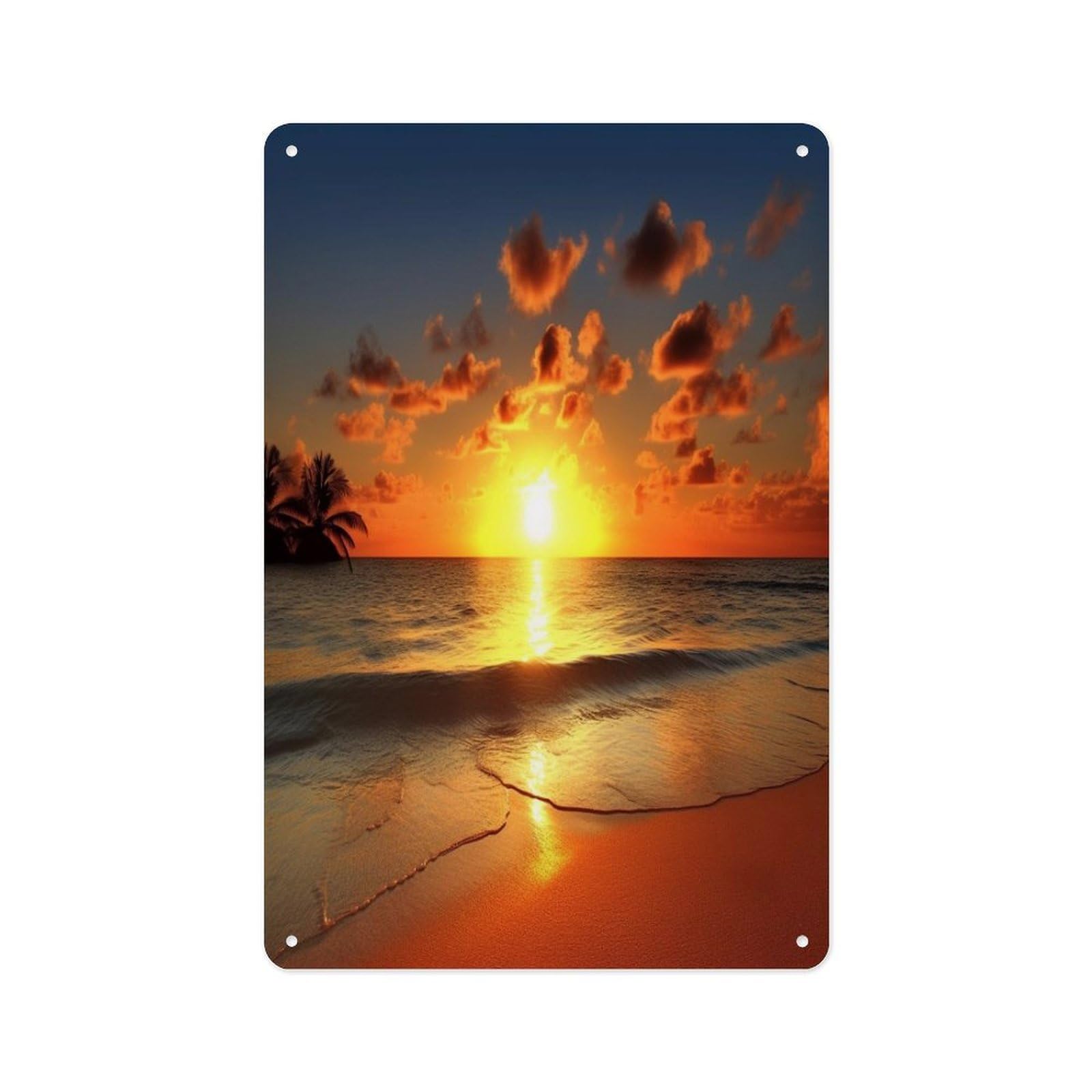 Fekiloot Style Beach Sunrise Wall Decor Metal Signs Tin Signs Poster