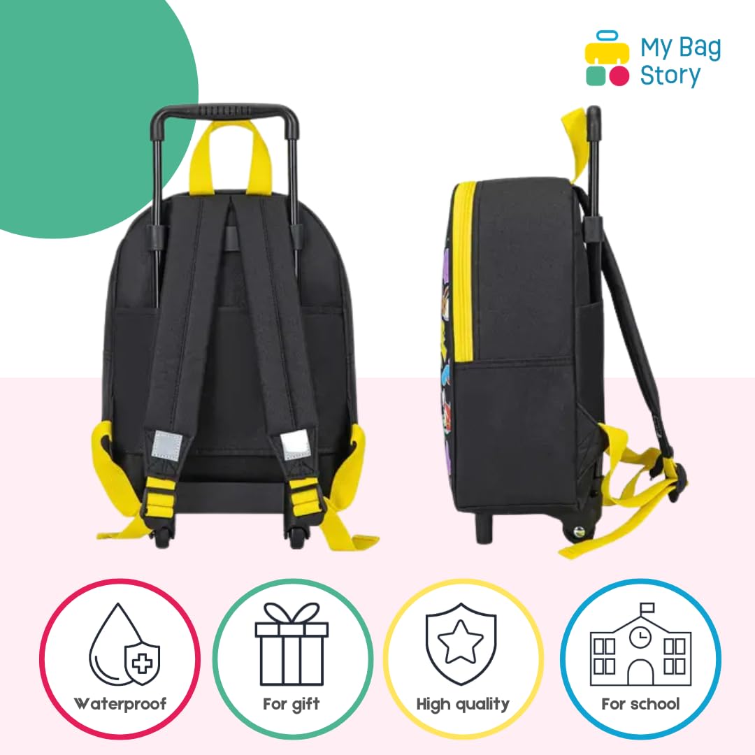 mybagstory | Sac à Dos à roulettes Pokémon 32cm | Cartable Trolley Enfant Pikachu Noir et Jaune | Sac Scolaire Maternelle et Loisirs | Polyester Résistant