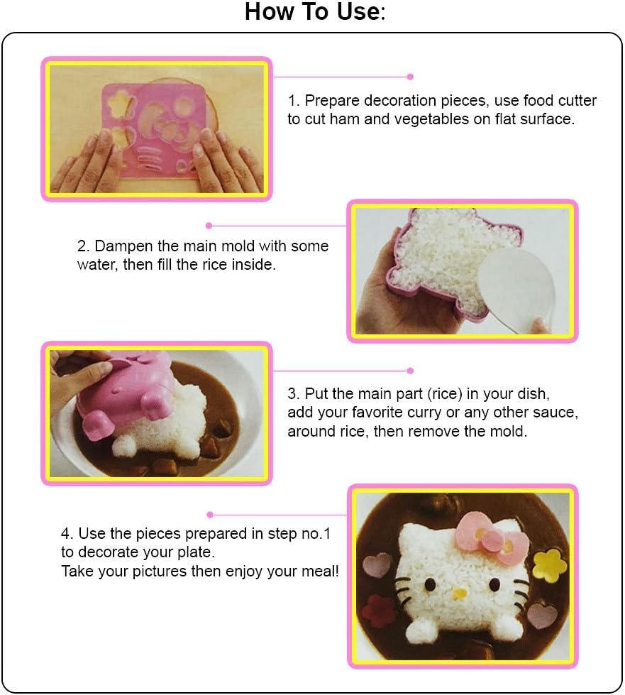 Formen-Set für Reis-Dekoration für Kinder, Hello Kitty Reis-Dekorations-Set (Reisform-Set) Bento Mold
