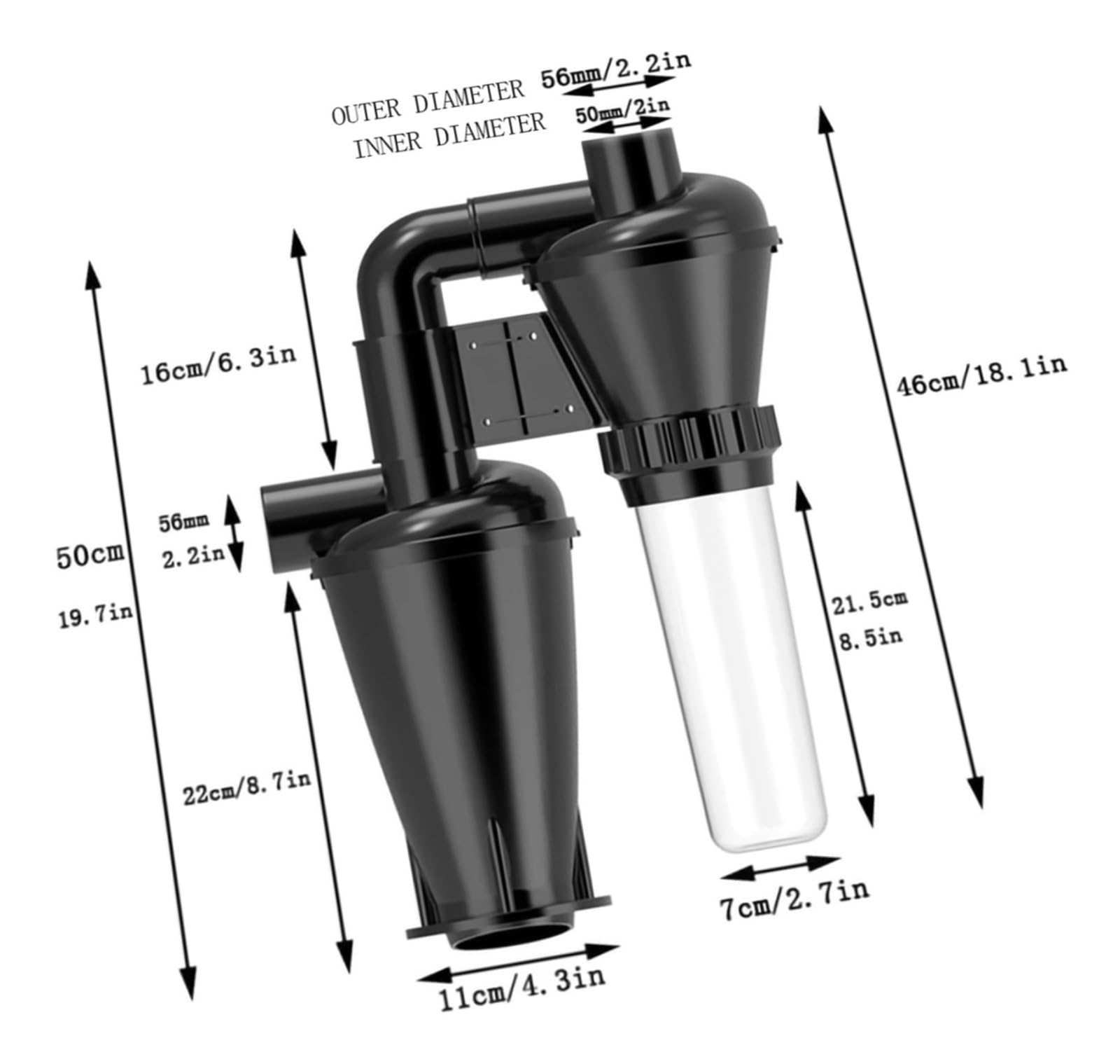 Colector de polvo ciclónico, recipiente separador de doble filtración de 50mm/2 pulgadas for carpintería, colector de polvo Industrial DIY(A Set of Filtration)