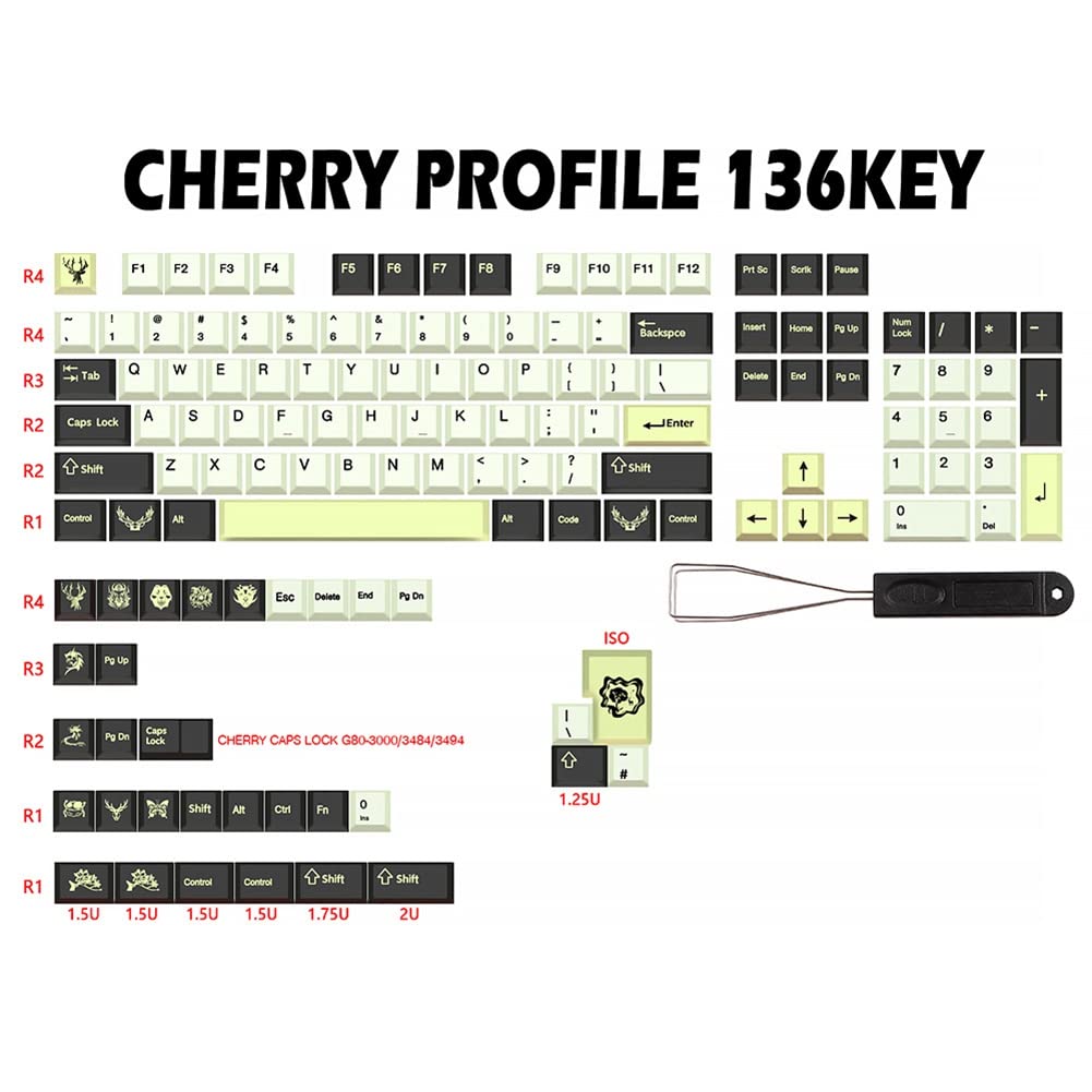 136 Key Cherry Profile PBT Keycaps Keycap Personnalisé pour de Jeu MéCanique DIY MX Commutateurs MéCanique