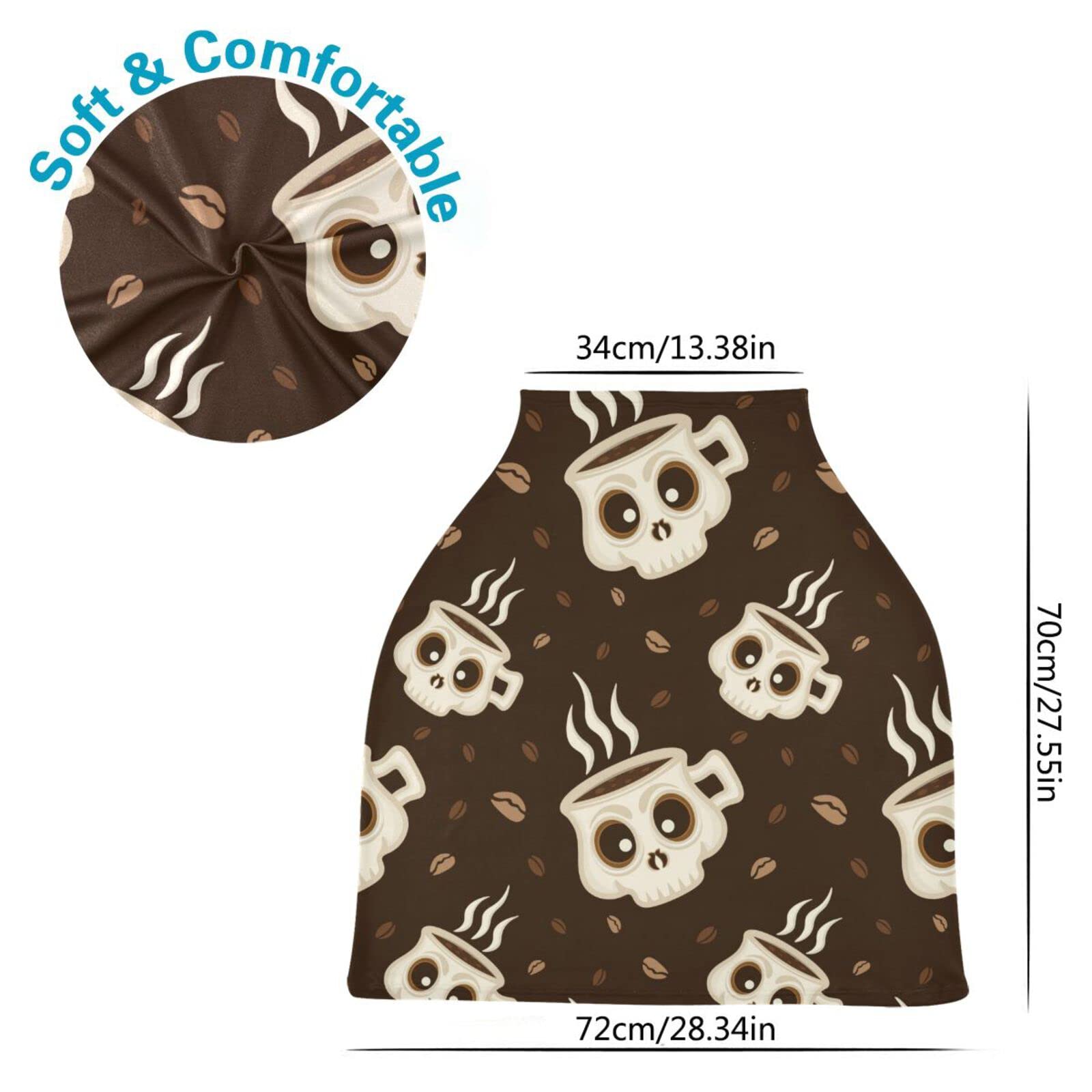 Nursing Cover Breastfeeding Scarf Coffee Skull Baby Car Seat Covers Soft Breathable Infant Carseat Canopy Stroller Cover for Boys Girls