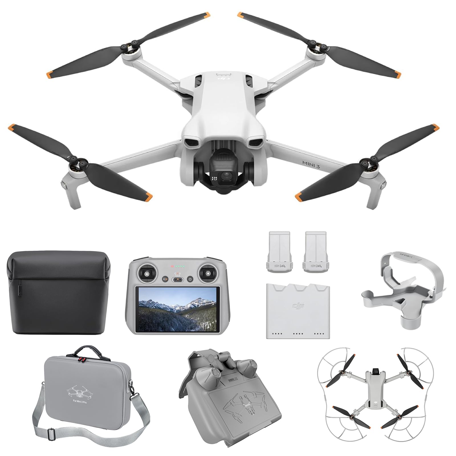 DJI Mini 3 con Molteplici Accessori Bundle - Mini drone leggero e pieghevole con video 4K HDR, 38 minuti di volo, riprese verticali reali e funzioni intelligenti, C0,Con gonna (Mini 3 Fly More Combo)