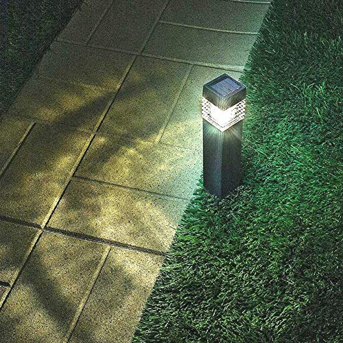 Sogrand Solar Garden Bollard Lights Outdoor Pathway Decorative Light Super Bright 10 Lumen Warm White LED Lamp Waterproof Christmas Decorations Landscape Lighting for Yard Path Walkway 4Pack