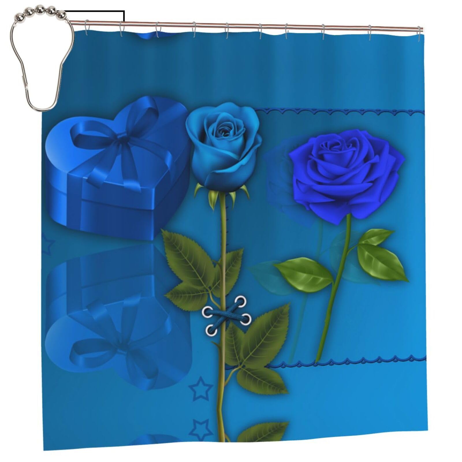 Rideau de douche en tissu polyester imperméable imprimé roses décoration moderne baignoire
