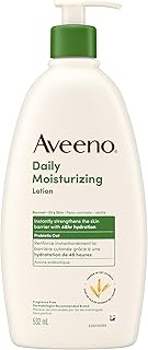 Aveeno Daily Moisturizing Lotion, Dry Skin, Non Comedogenic, Prebiotic Oat, Daily Moisturizer, Fragrance Free, 532mL