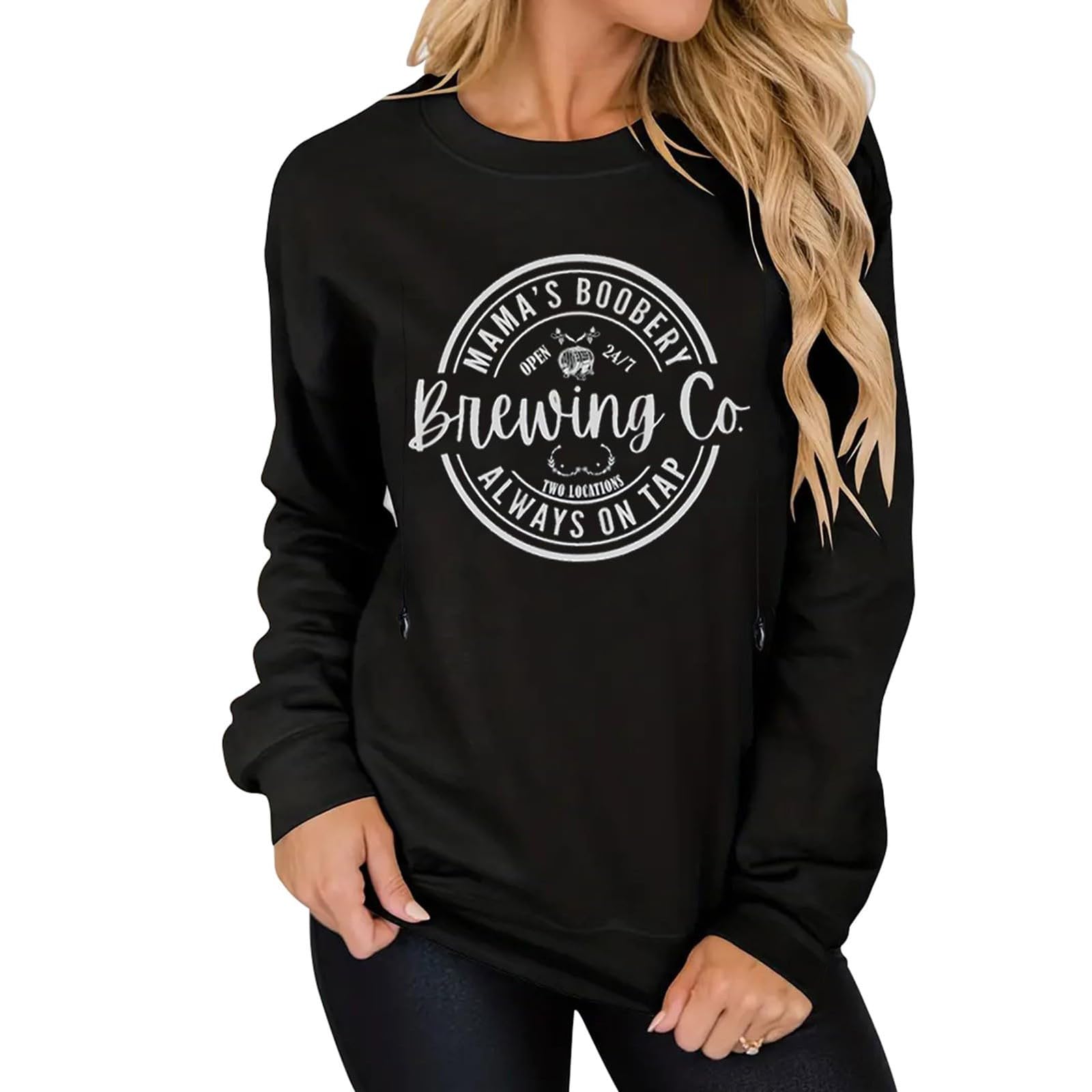 Sweat-Shirt Zip sur Le Devant Maternité Pull-Over d'allaitement Hauts d'allaitement Sweats Enceinte Vêtements d'allaitement à Manches Longues Allaitement Sein Sweat-Shirt de maternité