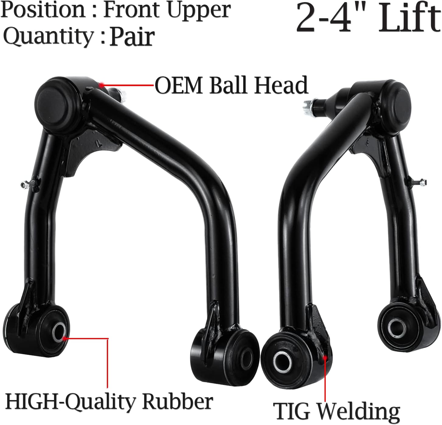 2-4" Front Upper Control Arms for 2007-2022 Toyota Tundra Sequoia, Adjustable Suspension Kit with Ball Joint Lift 2 to 4 inches (Set of 2)