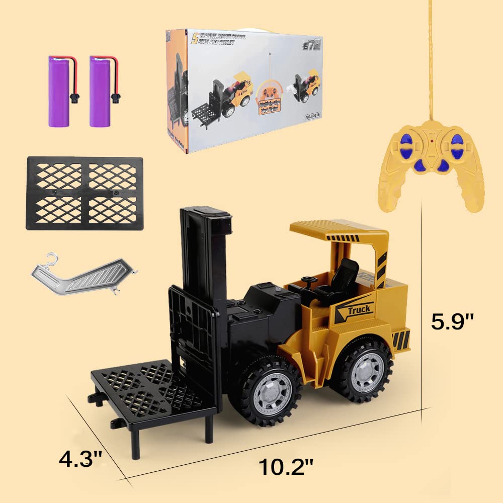 Chariot élévateur RC pour enfants – Chariot élévateur télécommandé à 6  canaux avec 2 piles rechargeables, camion à fourche RC à l'échelle 1:24  avec lumières, jouet simulé 2 en 1 avec palette