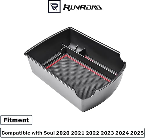 Miniatura 2 de RUNROAD Organizador de consola central compatible con accesorios Kia Soul 2020 2021 2022 2023 2024, bandeja de inserción de reposabrazos para