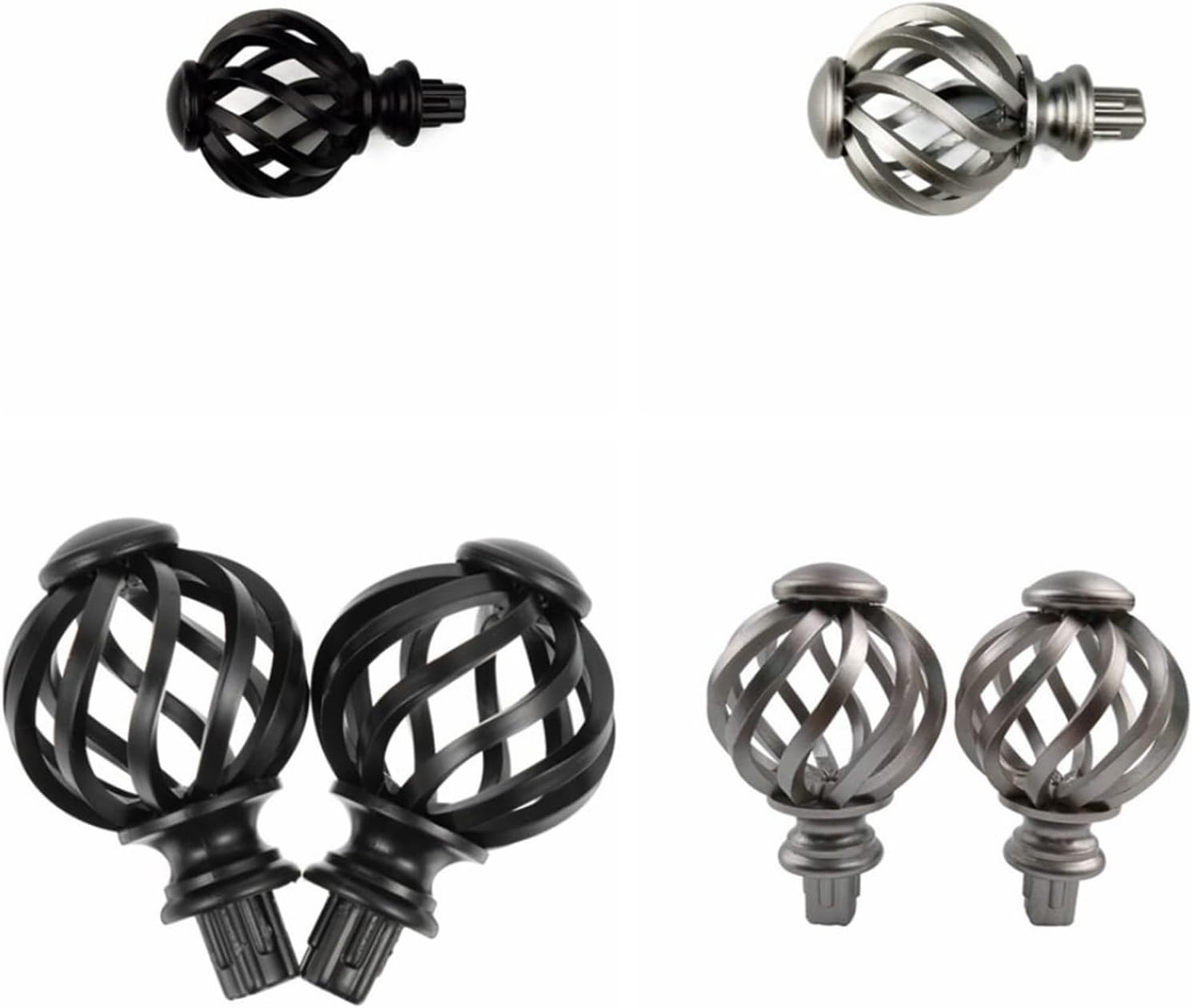 1pcs Retro Curtain Decorative Pole Rod Finials Ends Heads Fits 25mm(Black)
