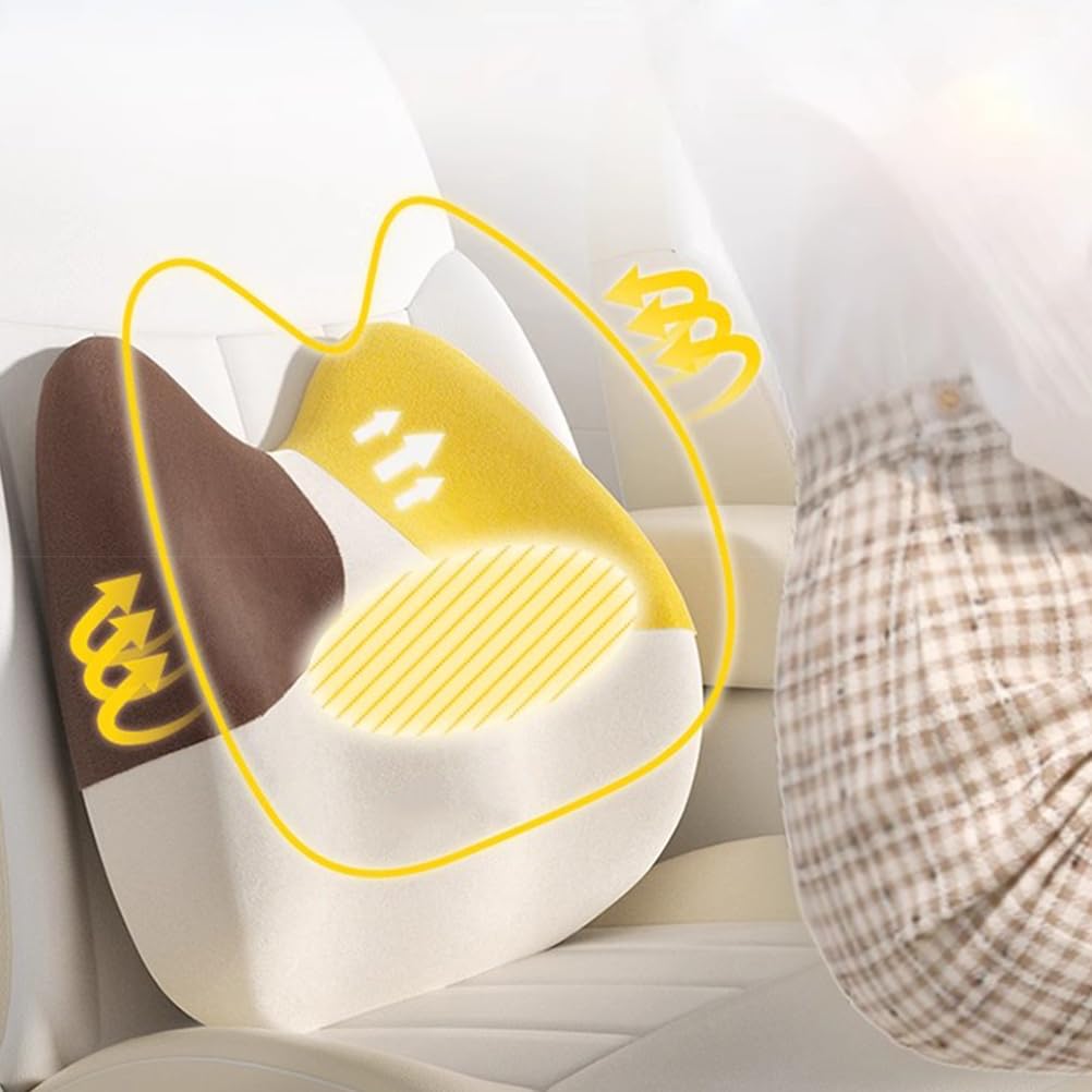 Cuscino lombare auto, Schiuma Memory multifunzionale cuscini schiena sedile supporto, cuscino decorativo, seduta, ufficio, divano,Yellow 01