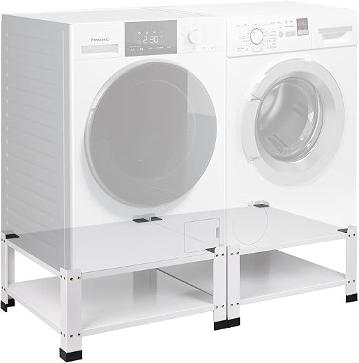 2 Pack Laundry Pedestal 28" Wide Washer and Dryer Pedestals, Heavy Duty Metal Washing Machine Dryer Pedestal Mini Fridge Stand, Universal Fit 700lbs, 14" Height (White)