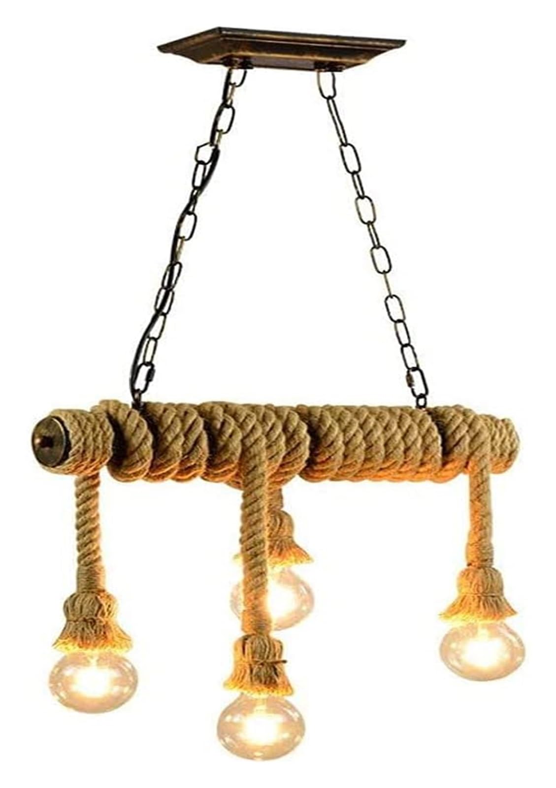 Lustre rustique en corde pour ambiance vintage de bar ou restaurant