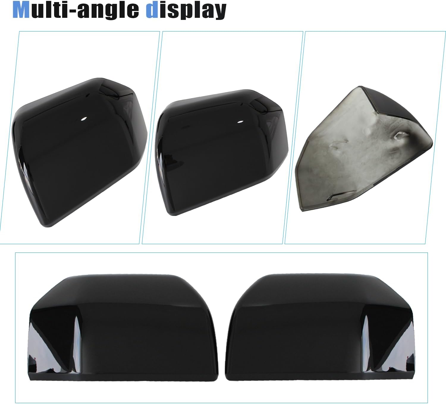 AUCERAMIC Glossy Black Mirror Covers Fit 2015-2020 for Ford F-150 Pickup 2 Door 4 Door Side View Mirror Caps Replacement