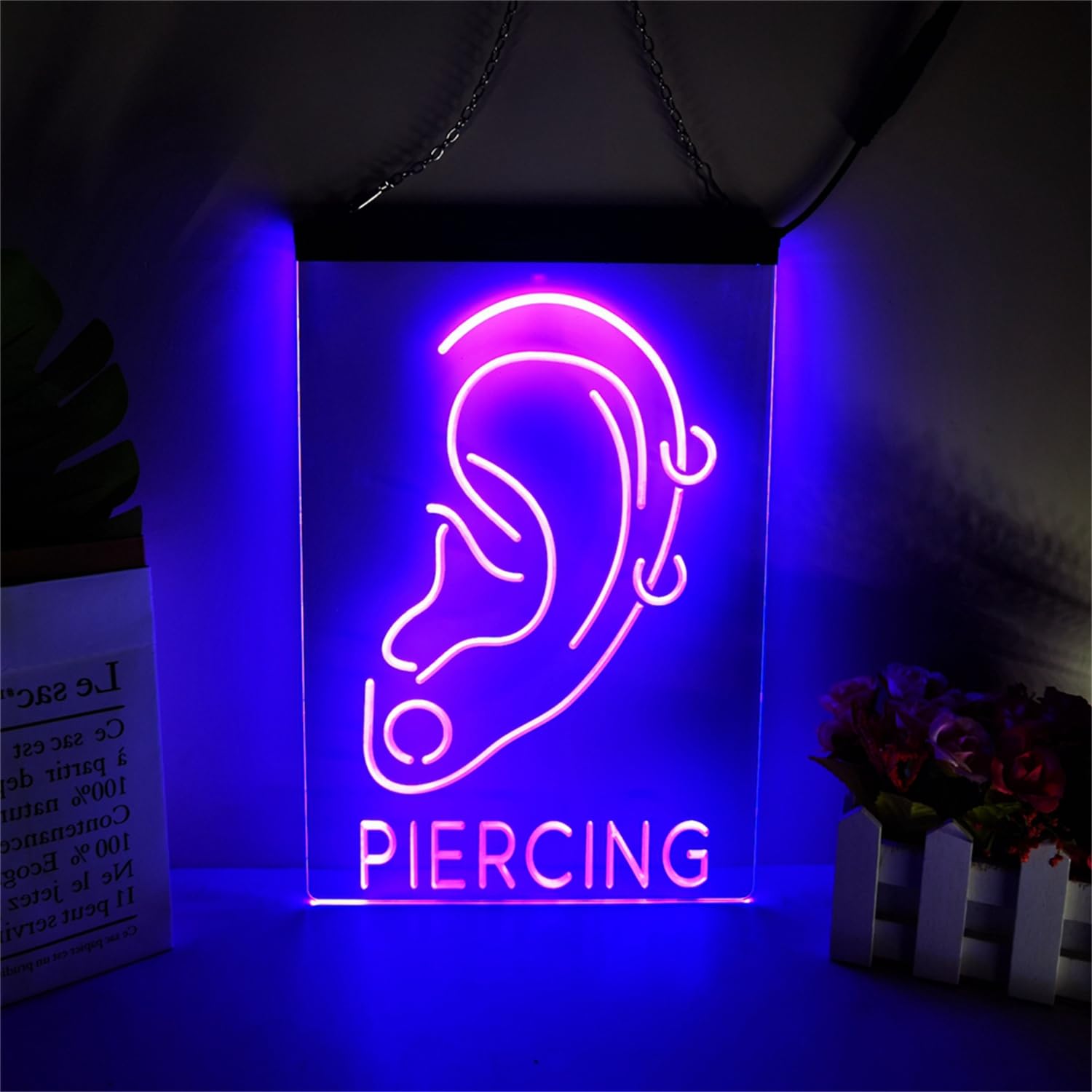 Ysolda Purple Rewis Piercing Led Neon Sign, Custom Usb Powered 3D Engraving Neon Lights With Dimmer, For Beauty Salon Piercing Shop Manicures Care Spa Wall Hanging Dimmable Decorative,,30X20cm