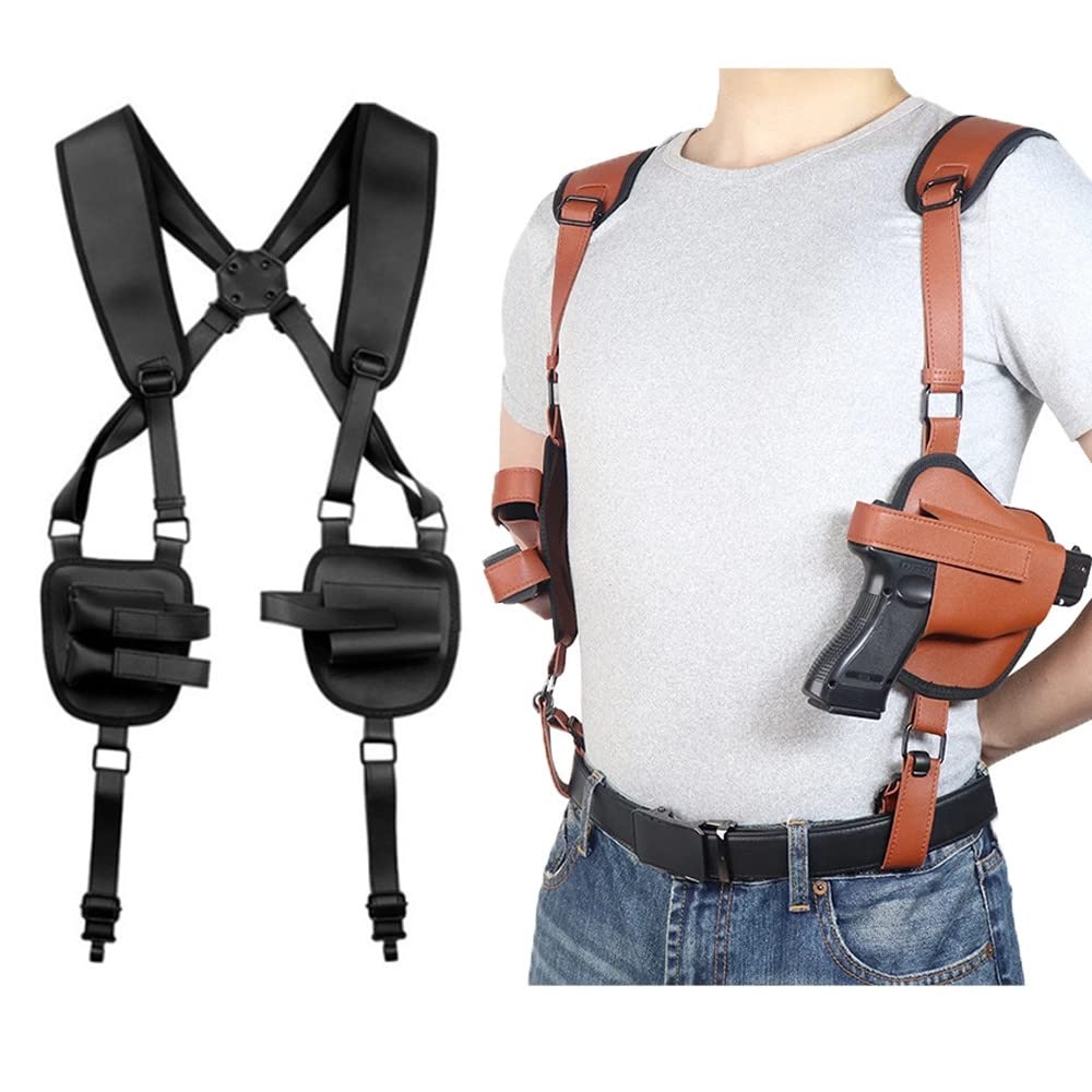 Holster tactique militaire noir en cuir synthétique d'épaule