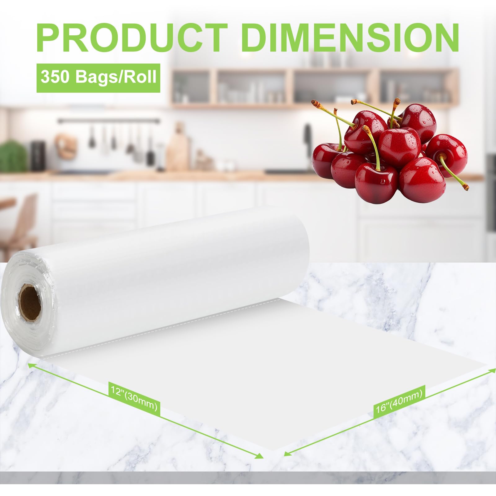 Bolsas de almacenamiento de alimentos, bolsa de plástico transparente de 12 x 16 pulgadas, bolsa de plástico transparente para alimentos, frutas, verduras, almacenamiento de refrigerador, cocina,